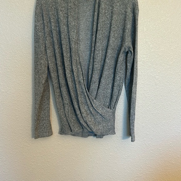 Gray Knit Wrap Sweater - Picture 1 of 8